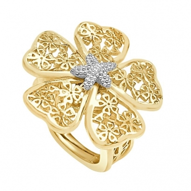 ISABEL GUARCH ANILLO FLOR DE ALMENDRO ORO Y BRILLANTE